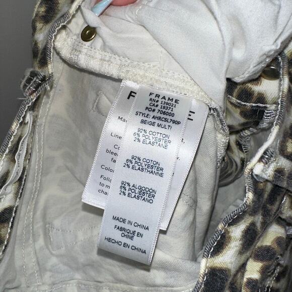Frame Ali High Rise Cigarette Skinny Jeans Animal Print Size 25 Stretch Leopard - Picture 7 of 8